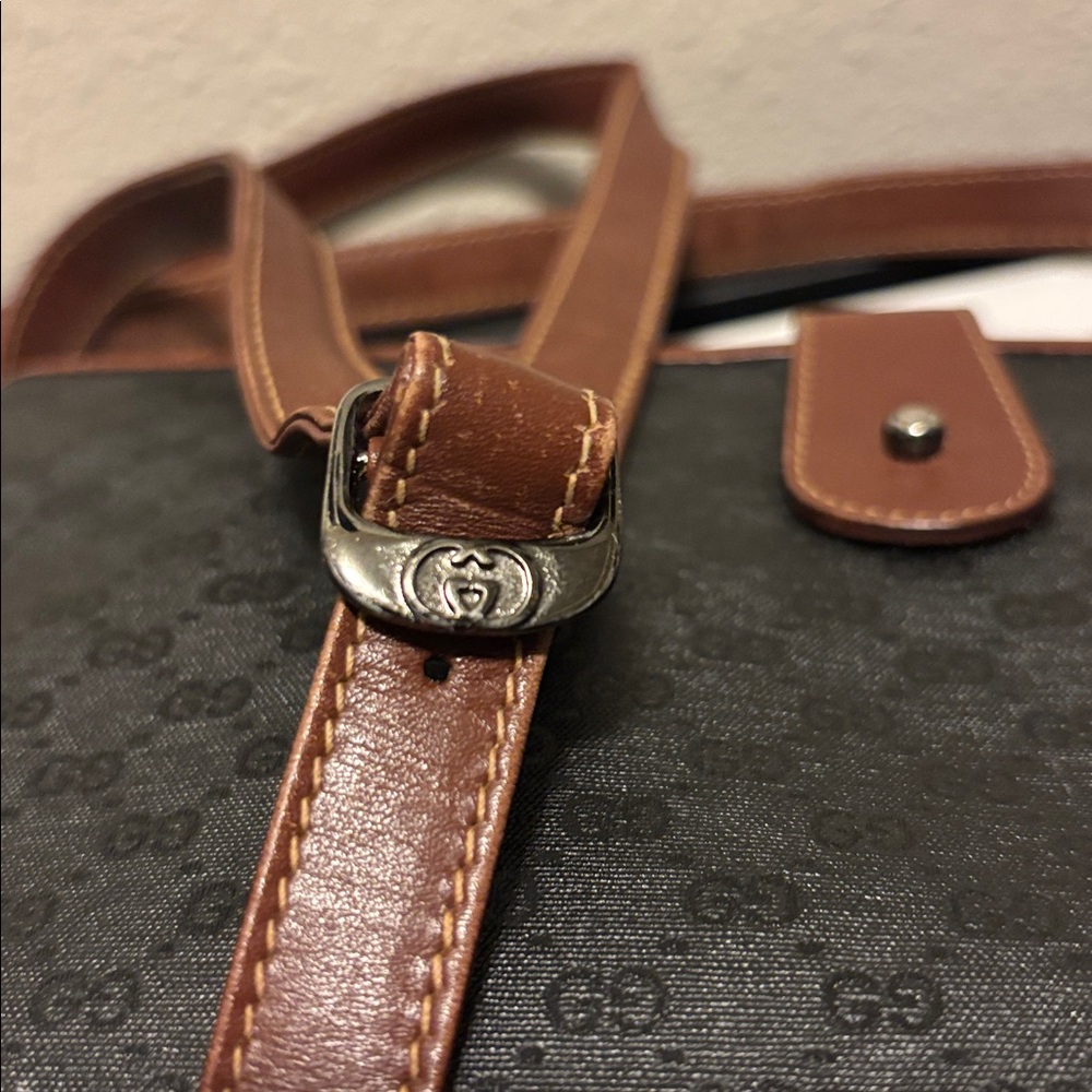 Rare Gucci Vintage 80s Monogram Canvas & Leather - Picture 3 of 15